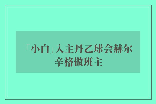 「小白」入主丹乙球会赫尔辛格做班主