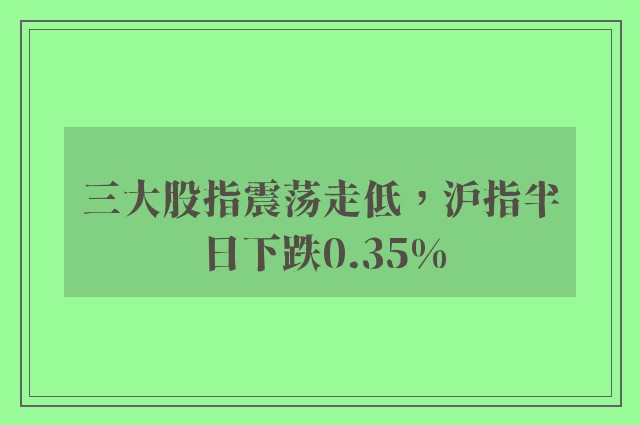 三大股指震荡走低，沪指半日下跌0.35%