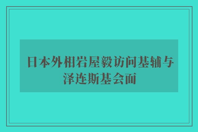 日本外相岩屋毅访问基辅与泽连斯基会面