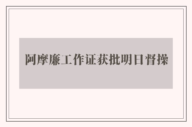 阿摩廉工作证获批明日督操