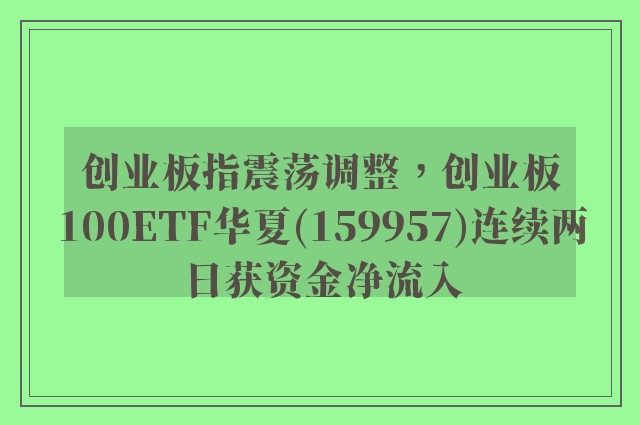 创业板指震荡调整，创业板100ETF华夏(159957)连续两日获资金净流入