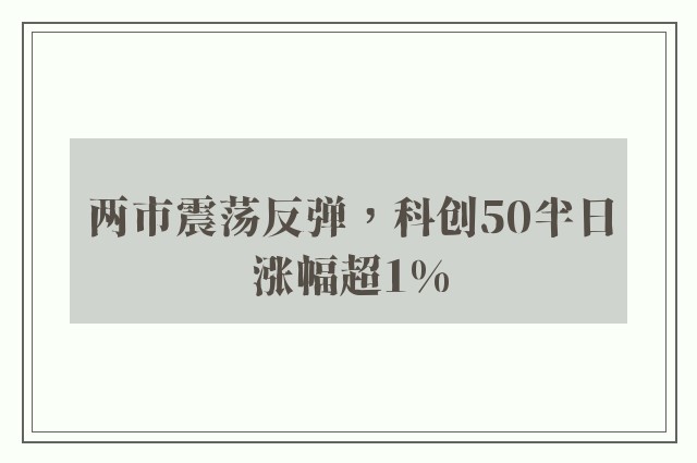 两市震荡反弹，科创50半日涨幅超1%