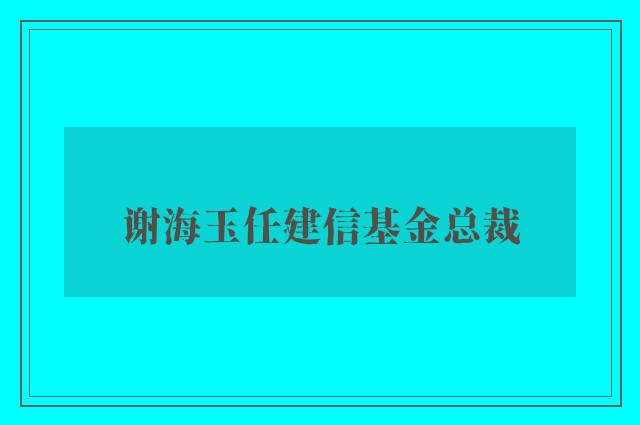 谢海玉任建信基金总裁