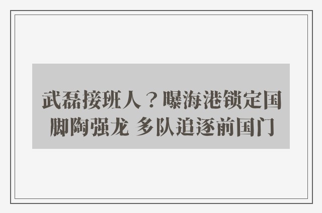 武磊接班人？曝海港锁定国脚陶强龙 多队追逐前国门