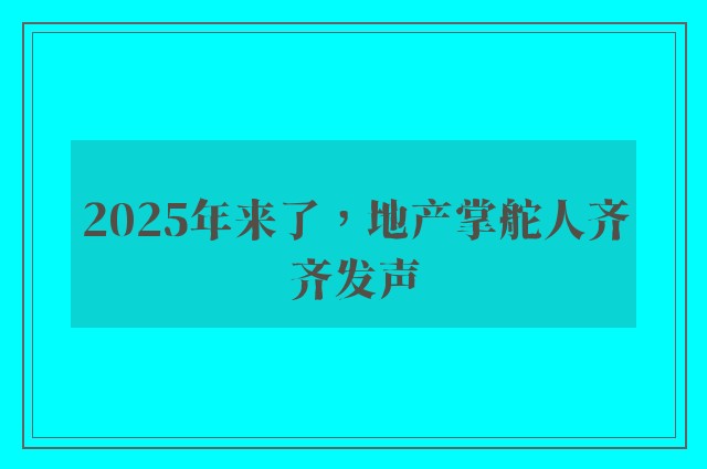 2025年来了，地产掌舵人齐齐发声