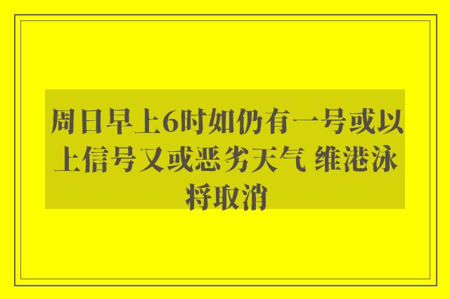 周日早上6时如仍有一号或以上信号又或恶劣天气 维港泳将取消